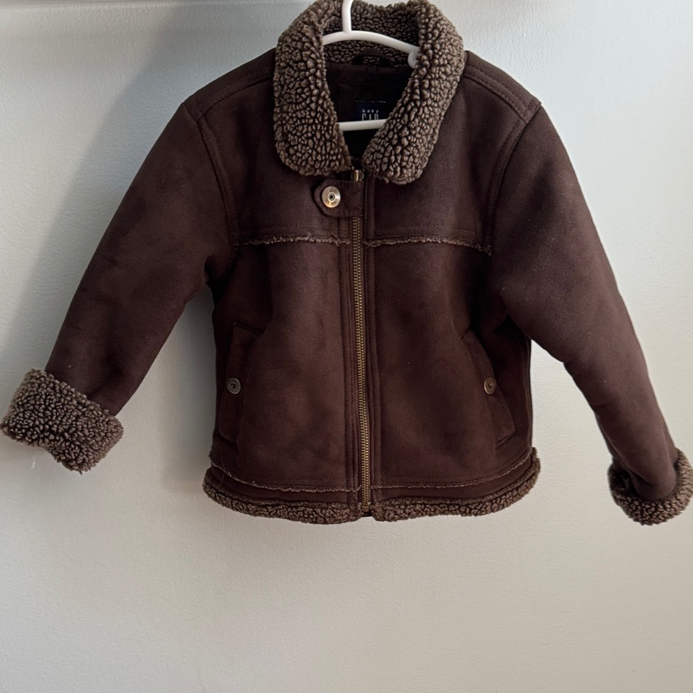 GAP Brown Sherpa-Lined Kids Puffer Jacket